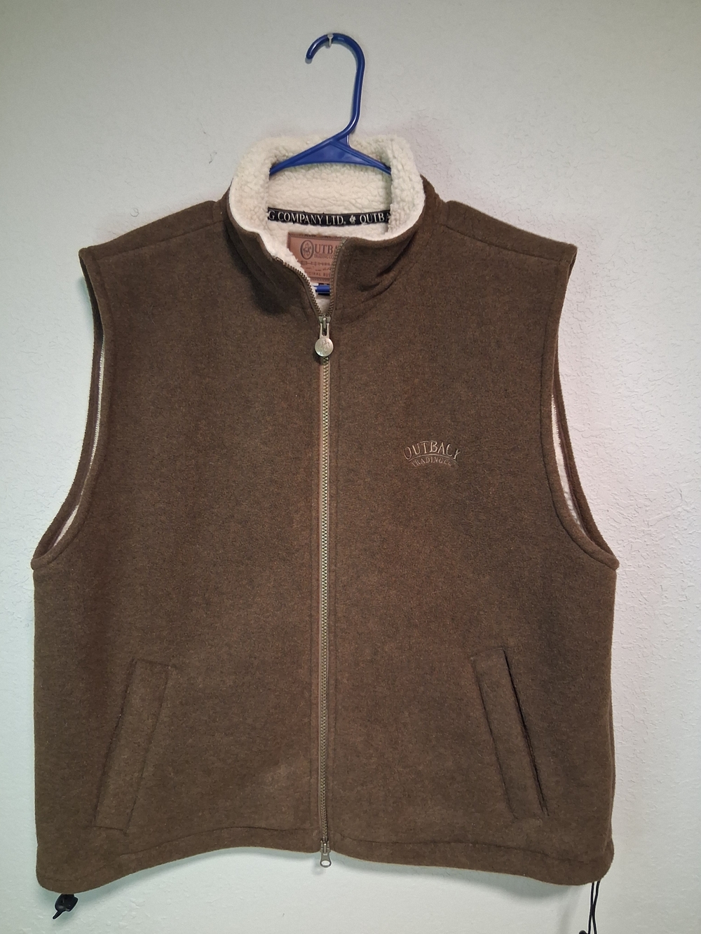 Outback Trading Co Brown Fleece Vest Mens XL Sherpa Lined Western Outdoor